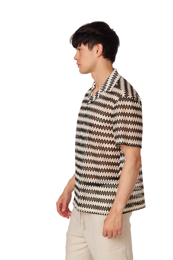 Men's Crochet Textured Short Sleeve Summer Shirt (4021)-Shirt-Hawk's Bay-XS-Urbanheer