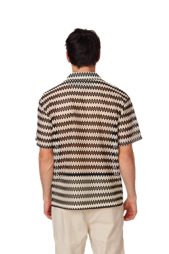 Men's Crochet Textured Short Sleeve Summer Shirt (4021)-Shirt-Hawk's Bay-XS-Urbanheer