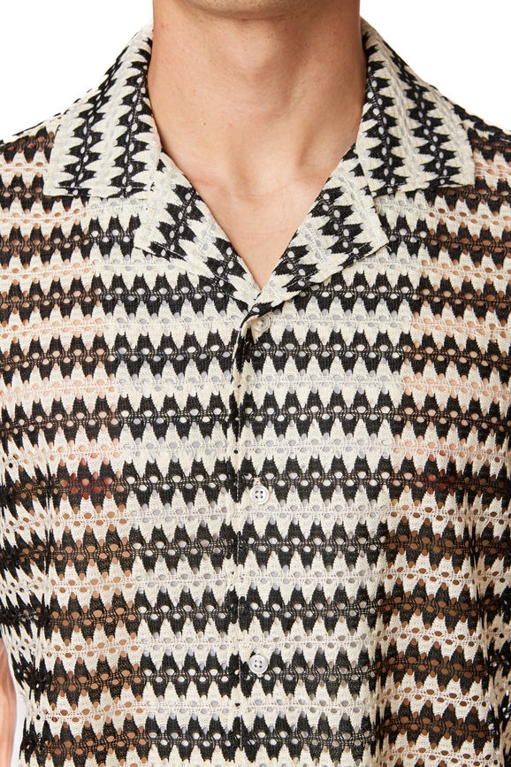 Men's Crochet Textured Short Sleeve Summer Shirt (4021)-Shirt-Hawk's Bay-XS-Urbanheer