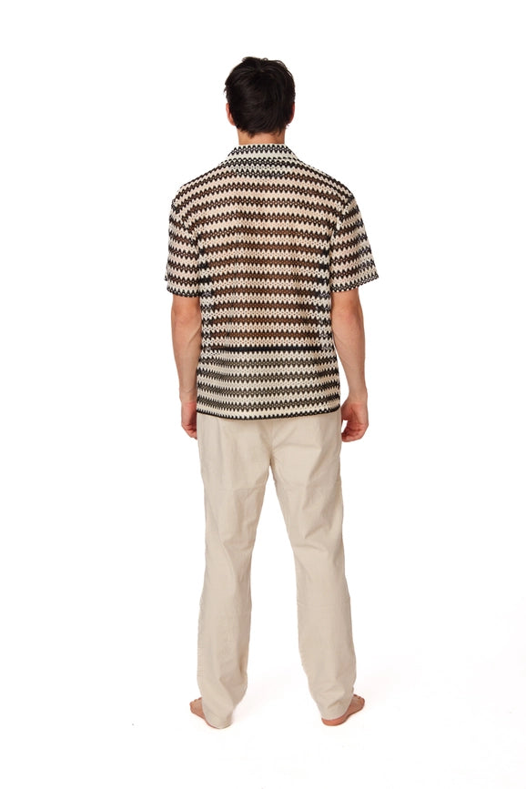 Men's Crochet Textured Short Sleeve Summer Shirt (4021)-Shirt-Hawk's Bay-XS-Urbanheer