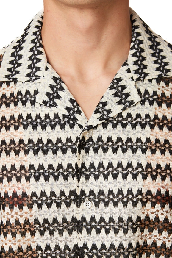 Men's Crochet Textured Short Sleeve Summer Shirt (4021)-Shirt-Hawk's Bay-XS-Urbanheer