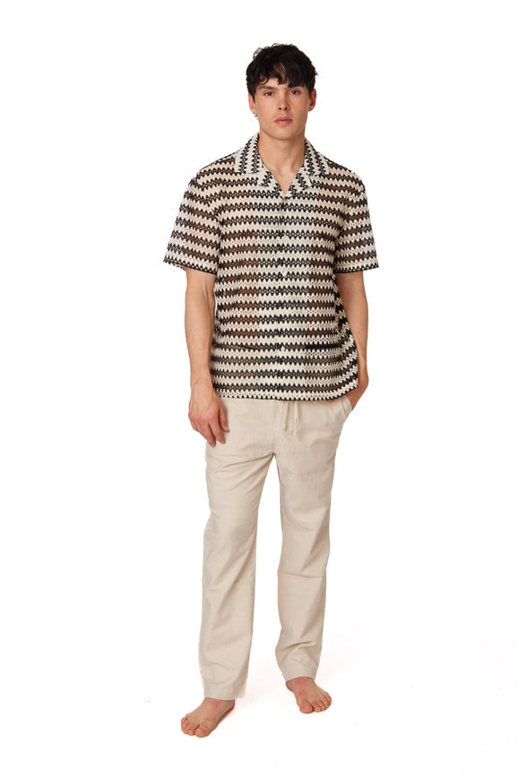 Men's Crochet Textured Short Sleeve Summer Shirt (4021)-Shirt-Hawk's Bay-XS-Urbanheer