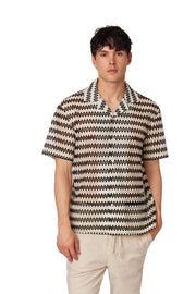 Men's Crochet Textured Short Sleeve Summer Shirt (4021)-Shirt-Hawk's Bay-XS-Urbanheer