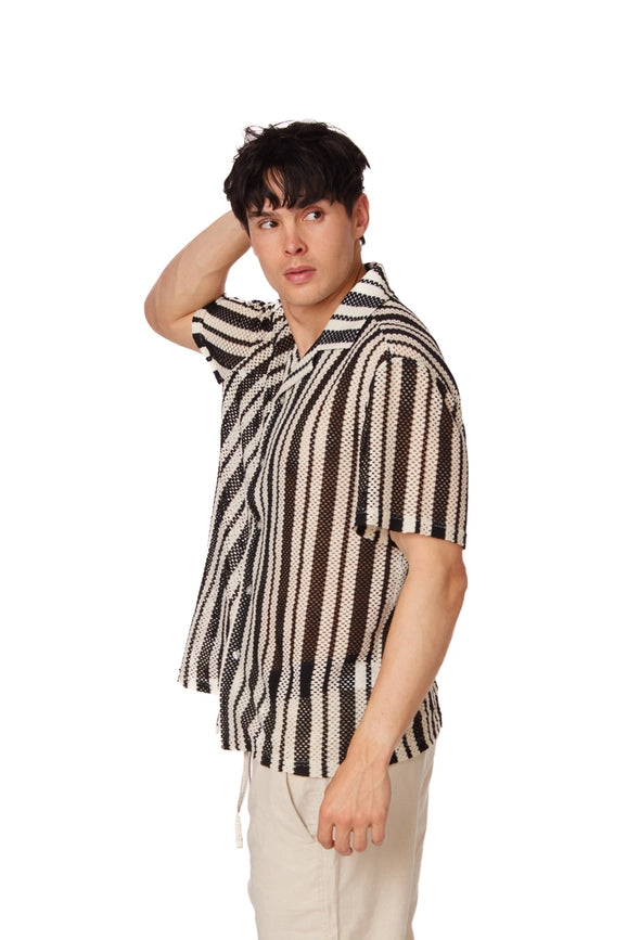 Men's Crochet Textured Short Sleeve Summer Shirt (4026)-Shirt-Hawk's Bay-XS-Urbanheer