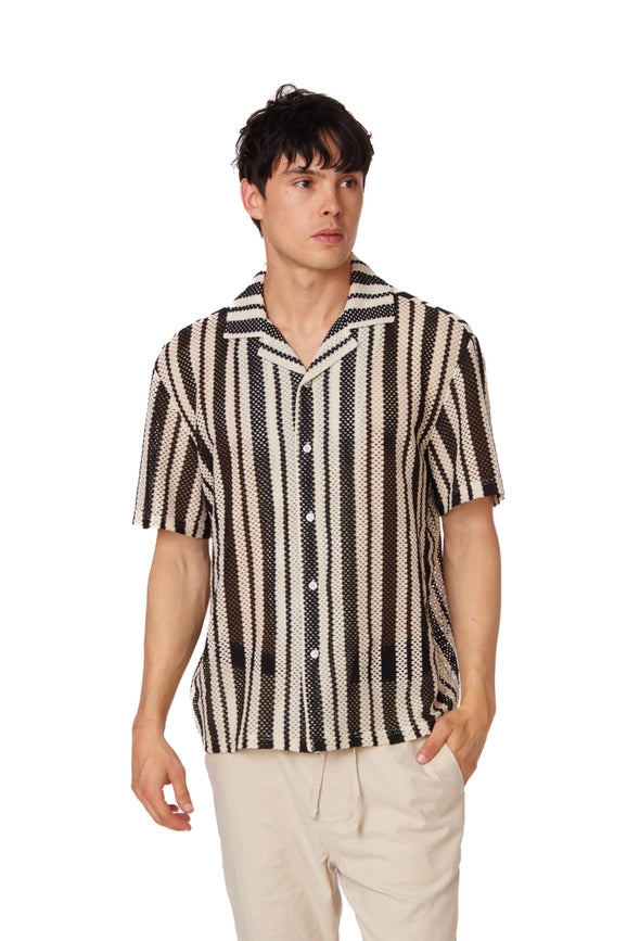 Men's Crochet Textured Short Sleeve Summer Shirt (4026)-Shirt-Hawk's Bay-XS-Urbanheer