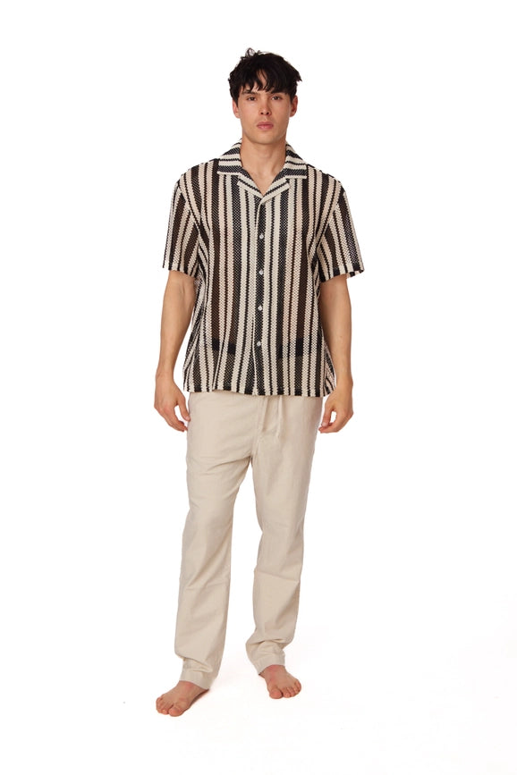 Men's Crochet Textured Short Sleeve Summer Shirt (4026)-Shirt-Hawk's Bay-XS-Urbanheer