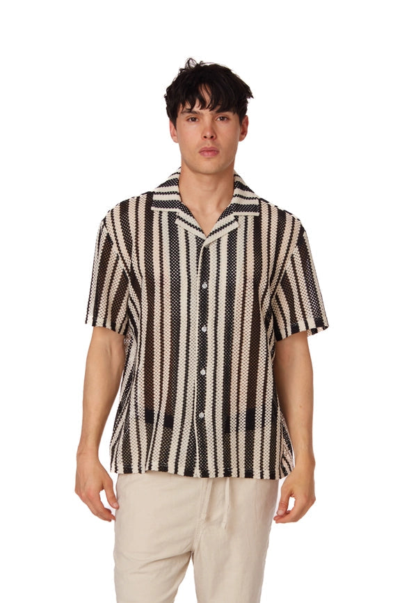 Men's Crochet Textured Short Sleeve Summer Shirt (4026)-Shirt-Hawk's Bay-XS-Urbanheer