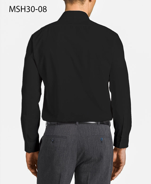 Men's Dress Shirts Jet Black Solid Button Down-Shirts-Suits America-Large (Sleeve-Size: 32/33)-Jet Black-Urbanheer