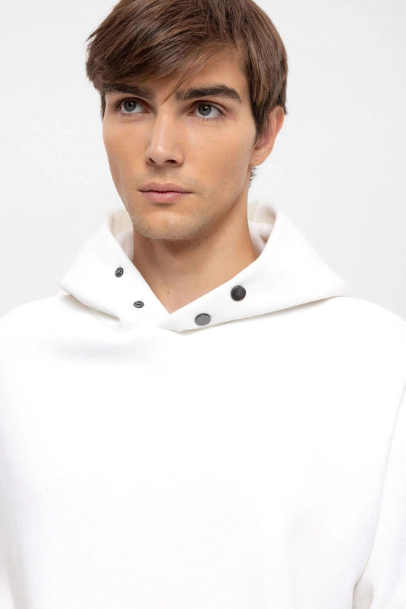 Men's Ecru Oversize Hooded Sweatshirt-Sweatshirt-Wessi-L-Ecru-Urbanheer