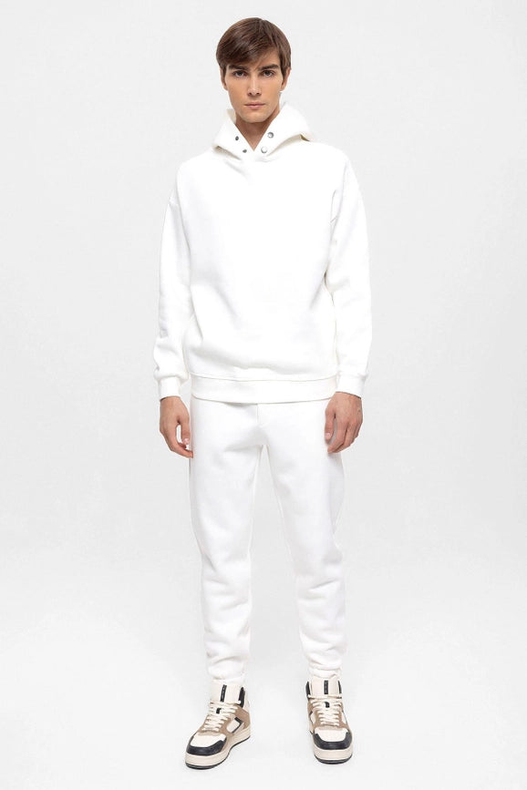 Men's Ecru Oversize Hooded Sweatshirt-Sweatshirt-Wessi-L-Ecru-Urbanheer