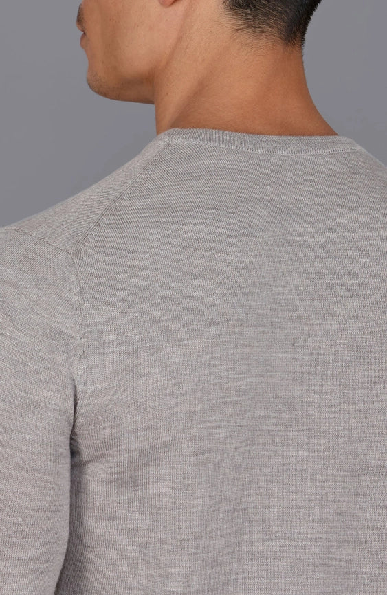 Mens Extra Fine Merino Wool Crew Neck Jumper Barley-Jumper-Paul James Knitwear-S-Urbanheer