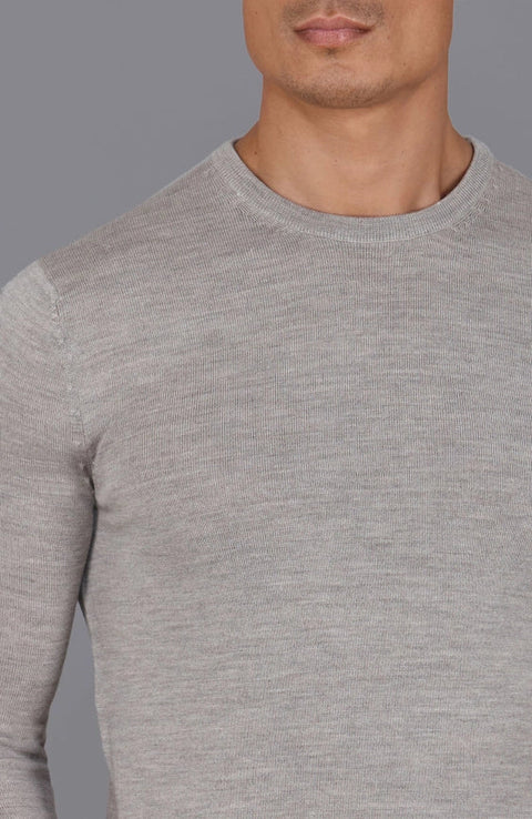 Mens Extra Fine Merino Wool Crew Neck Jumper Barley-Jumper-Paul James Knitwear-S-Urbanheer