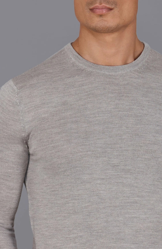 Mens Extra Fine Merino Wool Crew Neck Jumper Barley-Jumper-Paul James Knitwear-S-Urbanheer