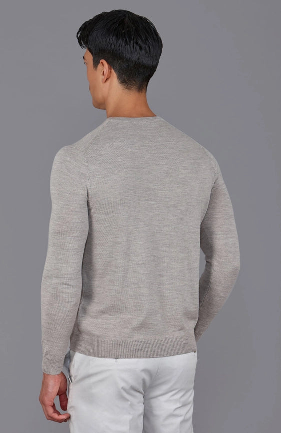 Mens Extra Fine Merino Wool Crew Neck Jumper Barley-Jumper-Paul James Knitwear-S-Urbanheer