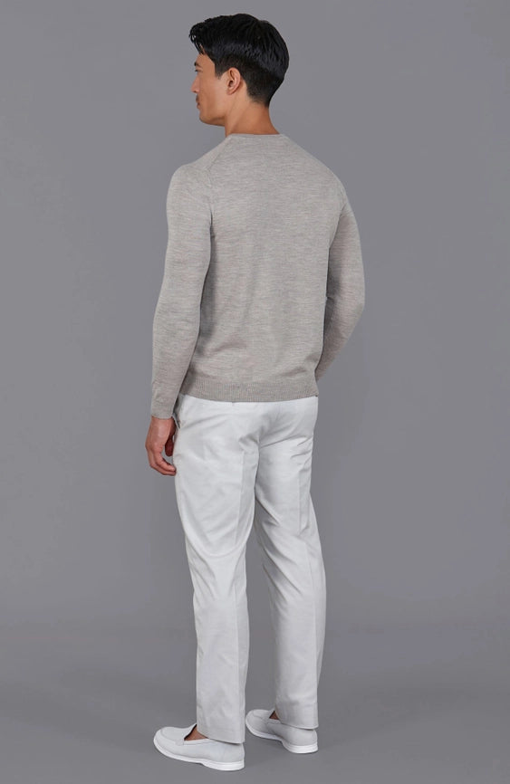 Mens Extra Fine Merino Wool Crew Neck Jumper Barley-Jumper-Paul James Knitwear-S-Urbanheer