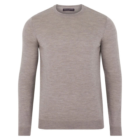 Mens Extra Fine Merino Wool Crew Neck Jumper Barley-Jumper-Paul James Knitwear-S-Urbanheer