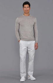 Mens Extra Fine Merino Wool Crew Neck Jumper Barley-Jumper-Paul James Knitwear-S-Urbanheer