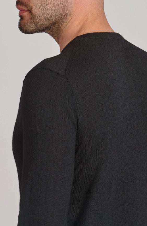 Mens Extra Fine Merino Wool Crew Neck Jumper Black-Jumper-Paul James Knitwear-XS-Urbanheer