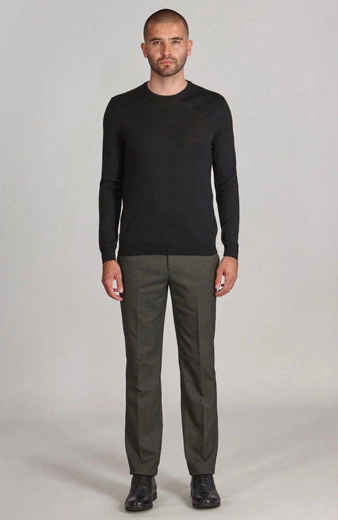 Mens Extra Fine Merino Wool Crew Neck Jumper Black-Jumper-Paul James Knitwear-XS-Urbanheer
