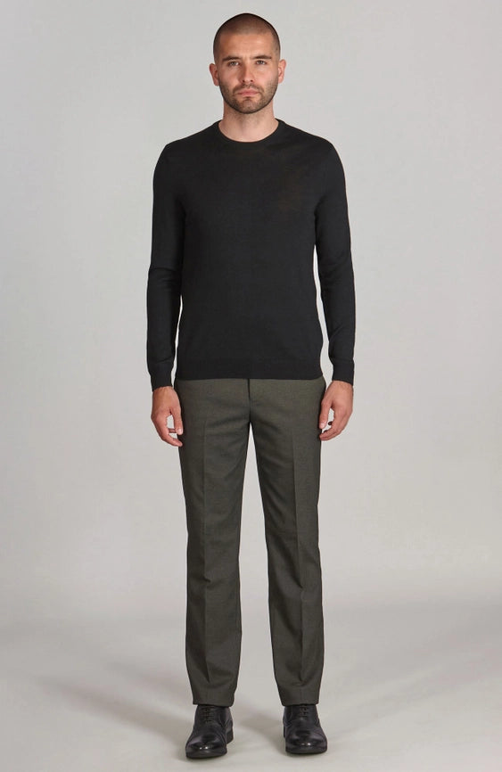 Mens Extra Fine Merino Wool Crew Neck Jumper Black-Jumper-Paul James Knitwear-XS-Urbanheer