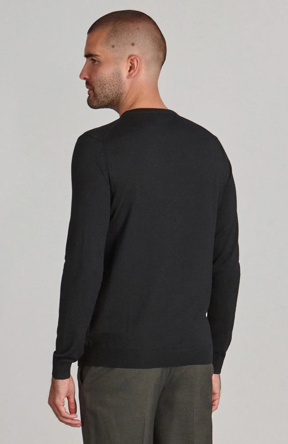 Mens Extra Fine Merino Wool Crew Neck Jumper Black-Jumper-Paul James Knitwear-XS-Urbanheer