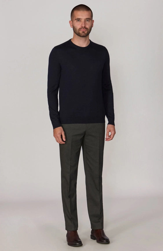 Mens Extra Fine Merino Wool Crew Neck Jumper Navy-Jumper-Paul James Knitwear-XS-Urbanheer