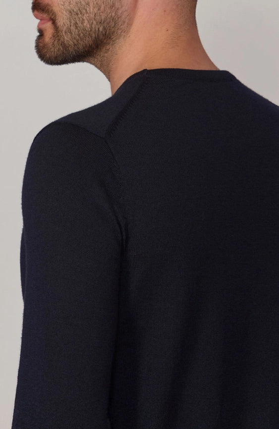 Mens Extra Fine Merino Wool Crew Neck Jumper Navy-Jumper-Paul James Knitwear-XS-Urbanheer