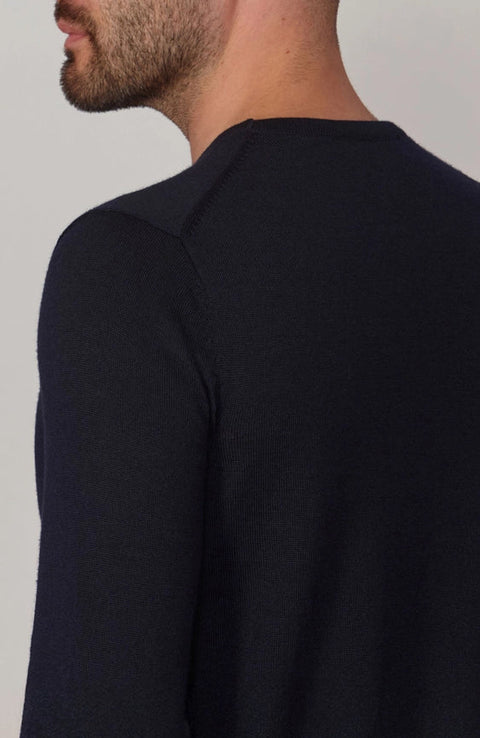 Mens Extra Fine Merino Wool Crew Neck Jumper Navy-Jumper-Paul James Knitwear-XS-Urbanheer