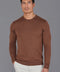 Mens Extra Fine Merino Wool Crew Neck Jumper Oak Brown-Jumper-Paul James Knitwear-S-Urbanheer