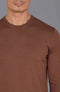 Mens Extra Fine Merino Wool Crew Neck Jumper Oak Brown-Jumper-Paul James Knitwear-S-Urbanheer