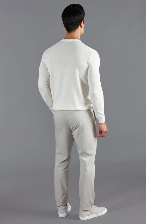 Mens Extra Fine Merino Wool Crew Neck Jumper White-Jumper-Paul James Knitwear-S-Urbanheer