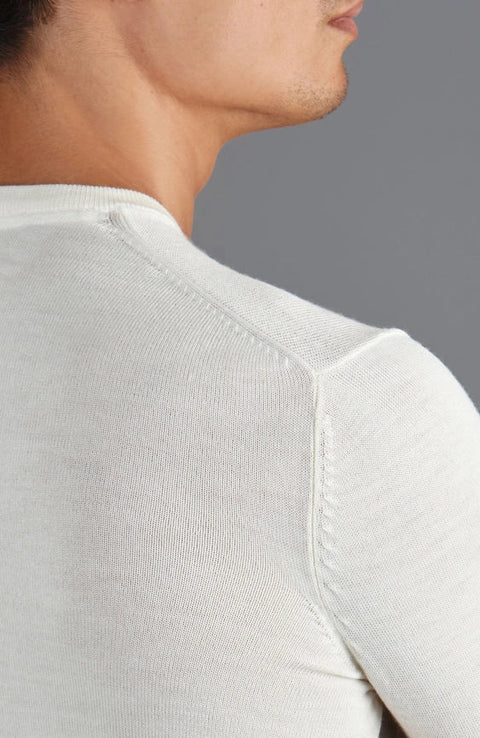 Mens Extra Fine Merino Wool Crew Neck Jumper White-Jumper-Paul James Knitwear-S-Urbanheer
