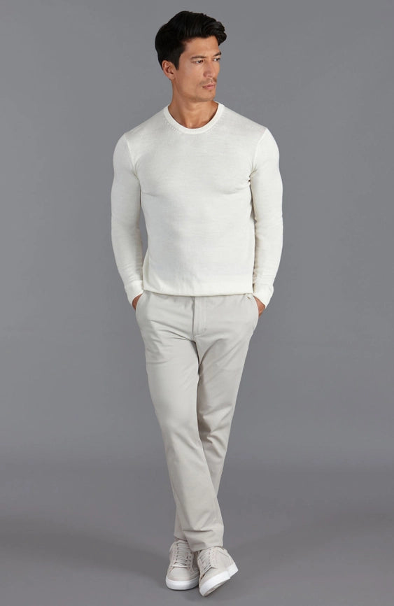 Mens Extra Fine Merino Wool Crew Neck Jumper White-Jumper-Paul James Knitwear-S-Urbanheer