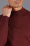 Mens Extra Fine Merino Wool Mock Turtleneck Jumper Burgundy-Jumper-Paul James Knitwear-L-Urbanheer