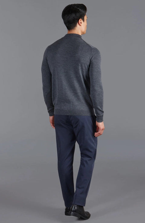 Mens Extra Fine Merino Wool Mock Turtleneck Jumper Charcoal-Jumper-Paul James Knitwear-S-Urbanheer