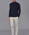 Mens Extra Fine Merino Wool Mock Turtleneck Jumper Navy-Jumper-Paul James Knitwear-S-Urbanheer