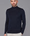 Mens Extra Fine Merino Wool Mock Turtleneck Jumper Navy-Jumper-Paul James Knitwear-S-Urbanheer
