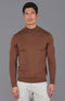 Mens Extra Fine Merino Wool Mock Turtleneck Jumper Oak Brown-Jumper-Paul James Knitwear-S-Urbanheer