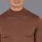 Mens Extra Fine Merino Wool Mock Turtleneck Jumper Oak Brown-Jumper-Paul James Knitwear-S-Urbanheer