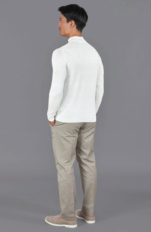 Mens Extra Fine Merino Wool Mock Turtleneck Jumper White-Jumper-Paul James Knitwear-S-Urbanheer