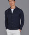 Mens Extra Fine Merino Wool Polo Cardigan-Cardigan-Paul James Knitwear-S-Navy-Urbanheer