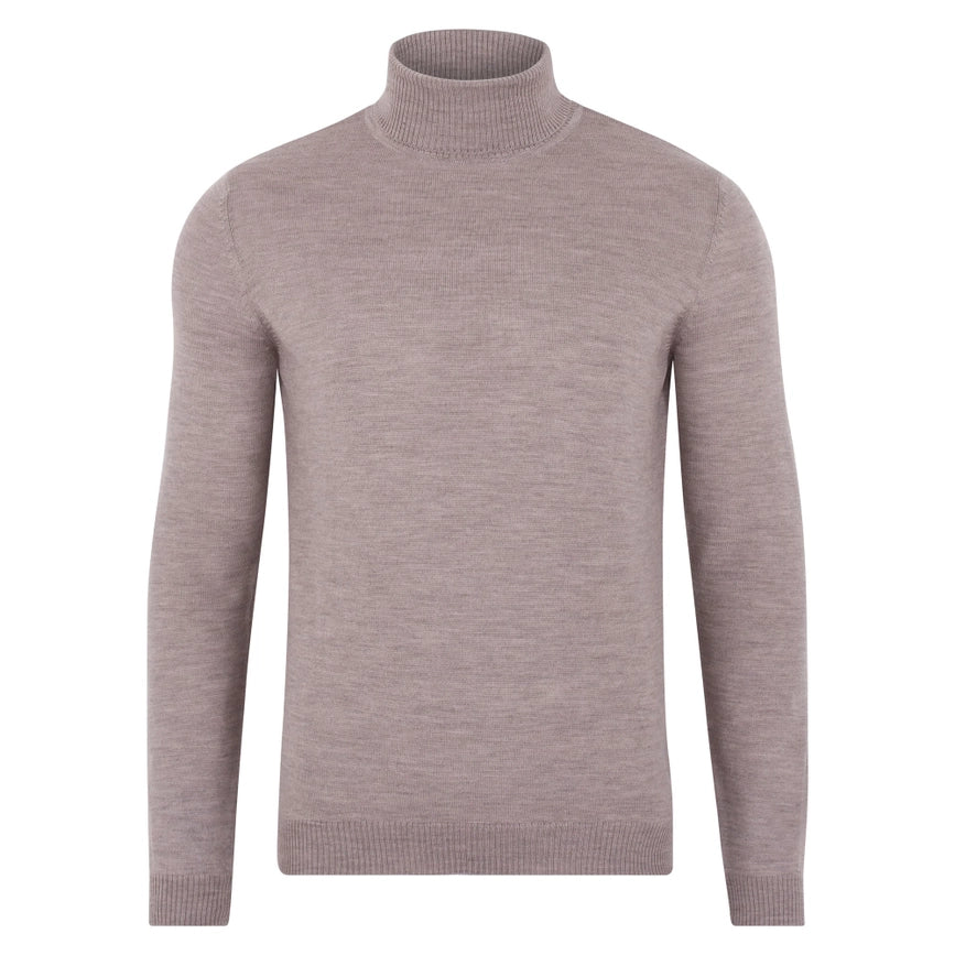 Mens Extra Fine Merino Wool Roll Neck Jumper Barley-Jumper-Paul James Knitwear-S-Barley-Urbanheer