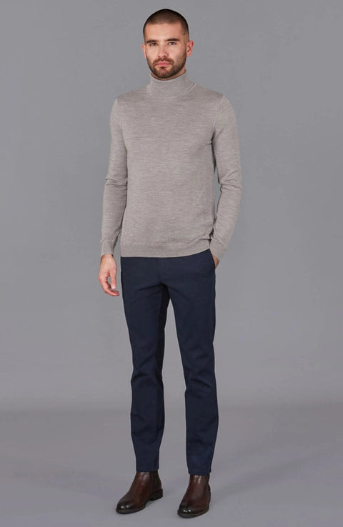 Mens Extra Fine Merino Wool Roll Neck Jumper Barley-Jumper-Paul James Knitwear-S-Barley-Urbanheer