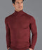 Mens Extra Fine Merino Wool Roll Neck Jumper Burgundy-Jumper-Paul James Knitwear-XS-Burgundy-Urbanheer