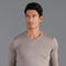Mens Extra Fine Merino Wool V-Neck Jumper Hessian-Jumper-Paul James Knitwear-S-Urbanheer