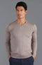 Mens Extra Fine Merino Wool V-Neck Jumper Hessian-Jumper-Paul James Knitwear-S-Urbanheer
