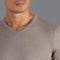Mens Extra Fine Merino Wool V-Neck Jumper Hessian-Jumper-Paul James Knitwear-S-Urbanheer