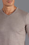 Mens Extra Fine Merino Wool V-Neck Jumper Hessian-Jumper-Paul James Knitwear-S-Urbanheer