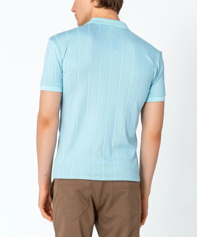Men's Fine Ribbed Polo Shirt - Blue