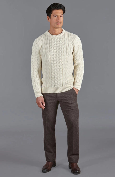 Mens Fisherman's British Wool Cable Jumper Aran-Jumper-Paul James Knitwear-XS-Aran-Urbanheer
